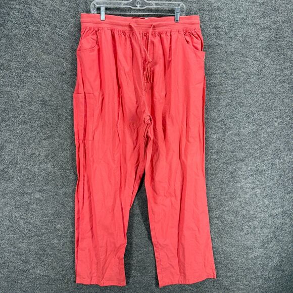 Just Be... Pants Women 3X Plus Pink High Rise Chino Drawstring Flat Front Cotton - Picture 1 of 7